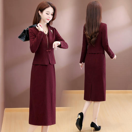 QYM 54C2526-Y小香风套装连衣裙妈妈礼服裙两件套 商品图0