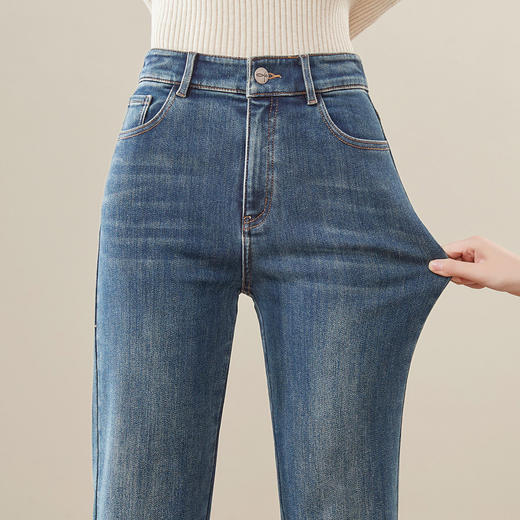 【上新-加绒-烟管裤】逸阳秋冬加绒直筒裤弹力舒适显瘦牛仔裤4905B 商品图6