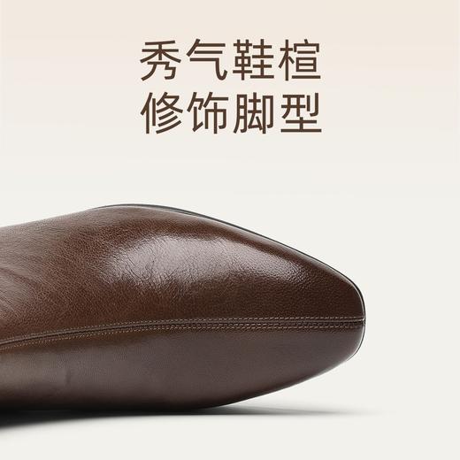 信诺粗跟妈妈靴子羊皮短靴女2025冬季新款加绒保暖皮鞋中老年棉鞋X5M150-228 商品图2