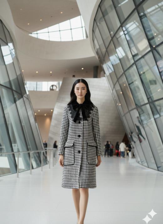 蝴蝶结显瘦大衣 商品图0