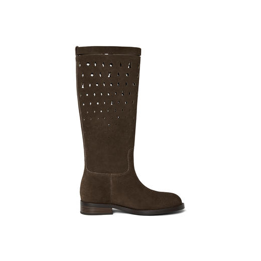 BF楼真美诗2025新冬律动沙丘牛皮费尔岛风镂空复古西部牛仔长靴女吊牌价2998活动价1898 商品图3