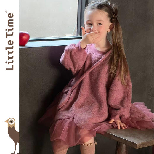 littletime女童连衣裙2025秋冬新款儿童毛织网纱公主裙女宝宝裙子 商品图1