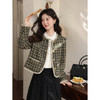 鹿向南「复古格调」复古气质小香风绿色格纹短外套女秋季显瘦上衣L59015 商品缩略图1