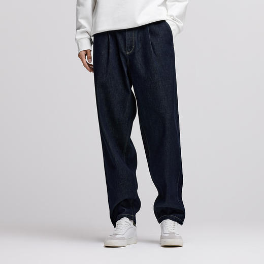 森马牛仔裤男冬季加厚宽松锥形裤青年百搭半松紧腰长裤深色裤子潮 商品图1