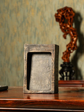 清	徐林铭羽人龙纹汉砖长方敞池砚（红木天地盖）