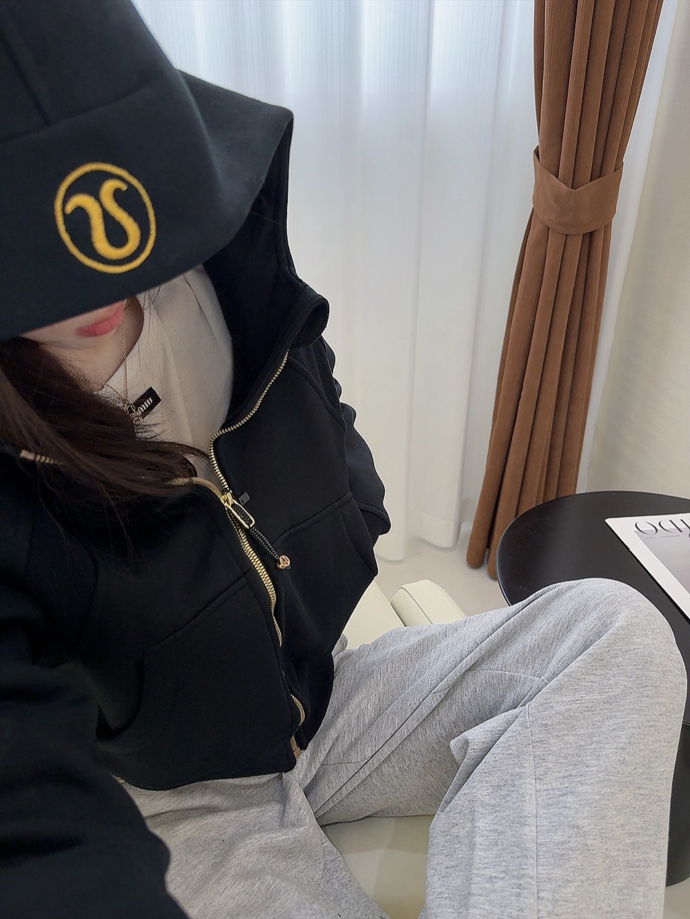 【非质量问题不退货】Lulu露露 你们要的金标金拉链来了！ Scuba连帽卫衣外套～ 今天吃土都要冲啊[（ZY*EJ）