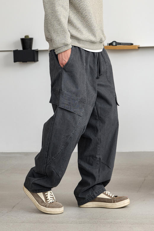 徐太浪【多口袋 立体裁剪】大码工装裤男春秋宽松直筒休闲裤长裤 商品图4