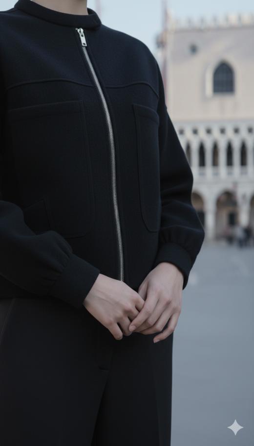 加扣圆领袖收折拉链外套 商品图4