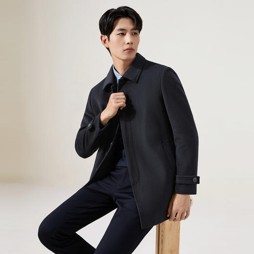 【48.4%羊毛/可拆卸羽绒内胆】柒牌大衣男装2025冬季新款保暖外套129D70230 商品图1