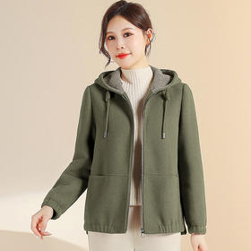 QYM CS25D68-Y仿貂绒外套宽松加厚连帽保暖貂绒呢子上衣