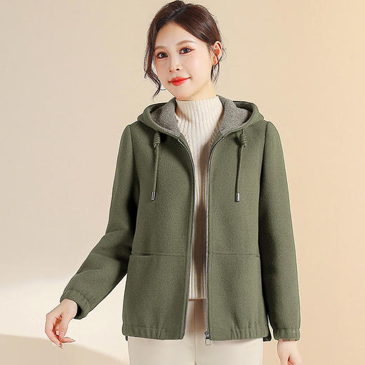 QYM CS25D68-Y仿貂绒外套宽松加厚连帽保暖貂绒呢子上衣 商品图0