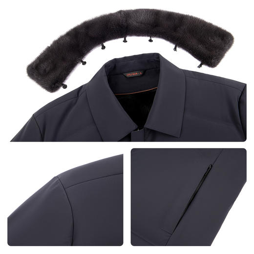 【尼克服/可脱卸兔毛内胆】柒牌可拆卸貂毛翻领2025冬季保暖外套129J70770 商品图3