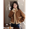 鹿向南「焦糖可颂」美拉德咖色短款外套女冬宽松皮毛一体保暖上衣 商品缩略图0