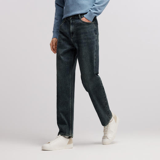 森柔|森马牛仔裤男冬季长裤弹力抓毛宽松直筒裤通勤时尚百搭裤子 商品图1