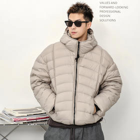 徐太浪【辑行大码 白鸭绒】连帽羽绒服男冬季保暖防寒面包服外套