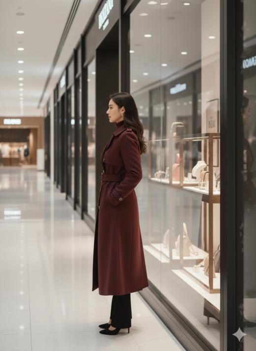 双排扣腰带长款风衣 商品图4