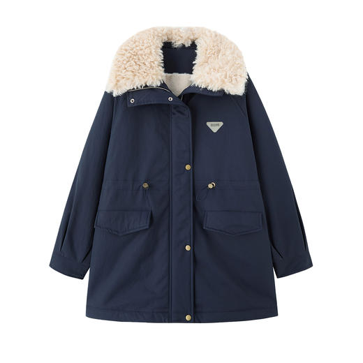 LU9113派克服女2025年冬季新款连帽保暖加绒加厚大毛领中长款外套 商品图4