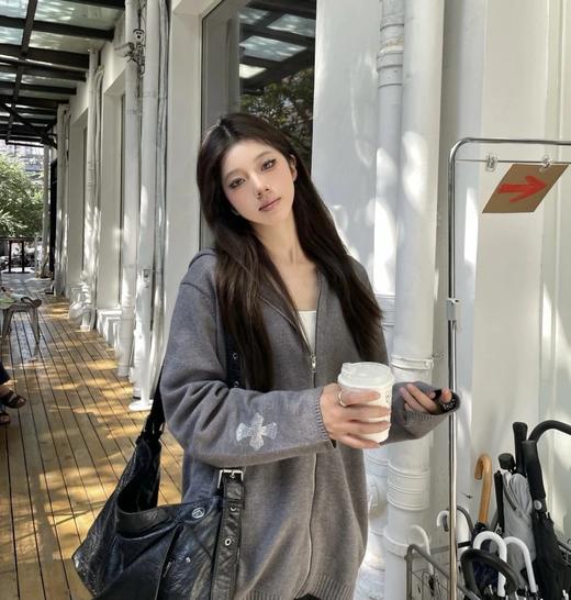 双11福利款   克罗十字水钻拉链毛衣    绵羊毛牦牛毛混纺  男女同款   连帽拉链外套 商品图0