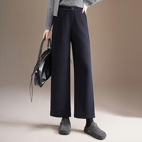 QYM 9572-Y加绒羊毛呢直筒裤厚款保暖阔腿裤