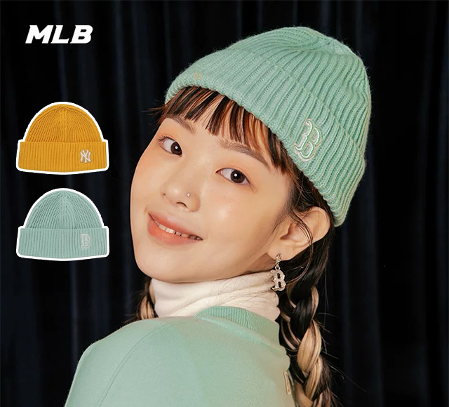 【潮牌特价】MLB男女同款毛线帽情侣NYLA侧面刺绣小标针织帽3ABNS0316
