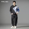 PINLI品立2025秋季新款国潮印花拼接卫衣潮牌宽松休闲套头男上衣B253109054 商品缩略图1