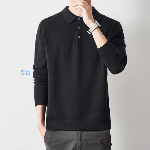【秋冬服饰丨男士针织polo衫】面料亲肤舒适，高密螺纹POLO领口设计，经典简约，修饰脸型，织法细腻，平整自然，久穿不变形，多场景都适合，多种颜色可选~ 商品图2