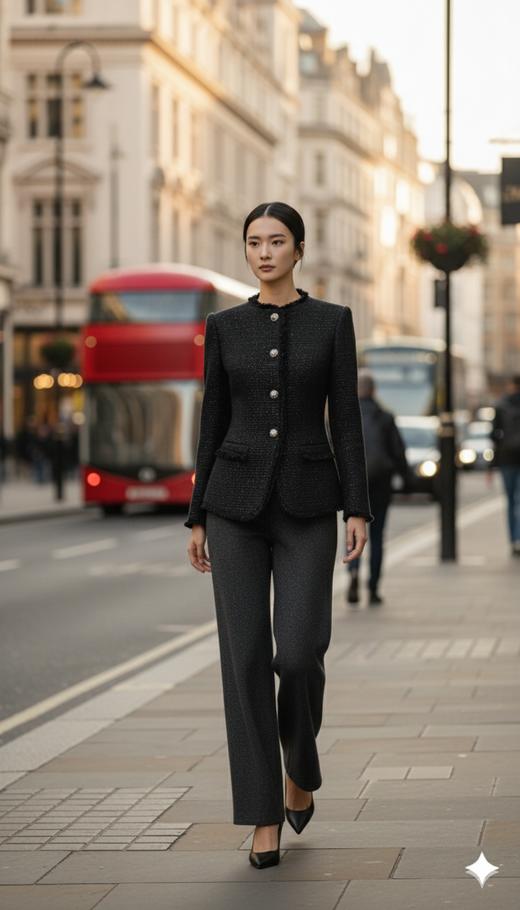 翘肩收腰一粒扣虚边木耳边外套 商品图4