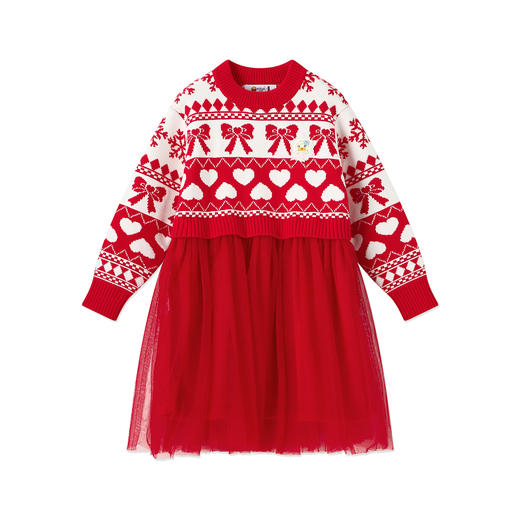 B.Duck小黄鸭童装冬季纱裙针织连衣裙105-150码 FF5680902 商品图3