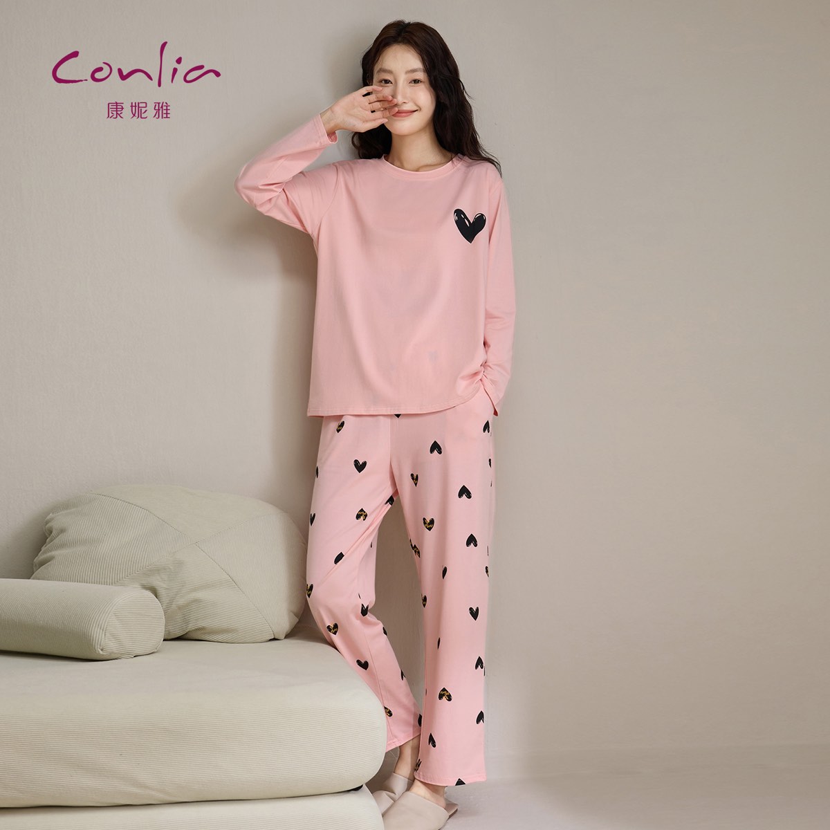 康妮雅女式长袖长裤套头套装 53G62T021