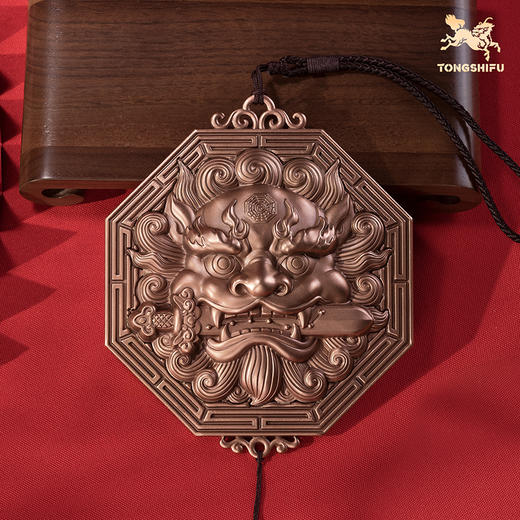 铜师傅《狮咬剑》客厅桌面紫铜挂件 家居装饰工艺品挂饰 商品图1