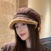【时尚百搭❗️格纹毛绒八角帽】修饰脸型巨显脸小，毛绒毛呢锁温保暖，文艺新潮更潮搭，保暖女百搭显脸小贝雷帽高级感画家帽QQ 商品缩略图6
