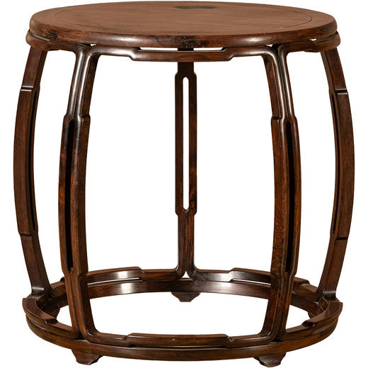 清	红木五足鼓墩形圆台 商品图5