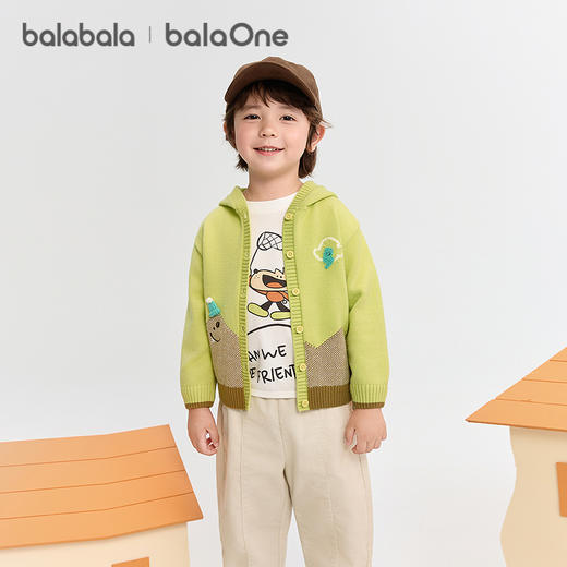 巴拉巴拉balaOne宝宝开衫毛衣男女童绣花提花针织衫2025新款秋装 商品图0