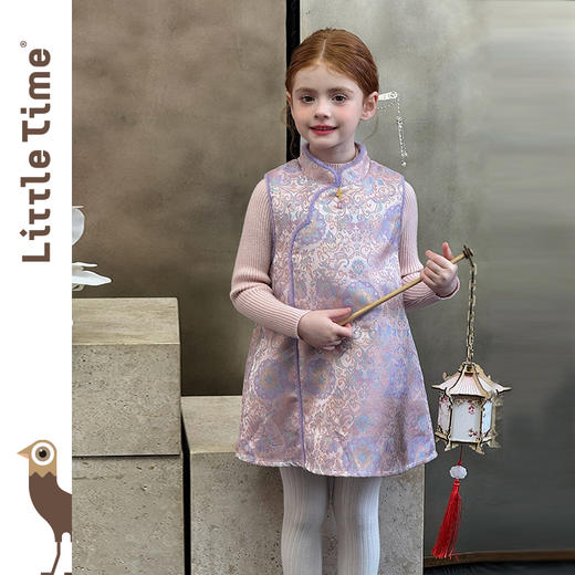 littletime女童旗袍2025秋冬新款儿童新中式国风连衣裙女宝礼服裙 商品图3