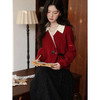 鹿向南「落日海棠」红色假两件拼接设计感毛衣女秋季气质长袖上衣 商品缩略图4