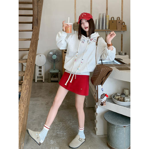 【179元任选2件】现货！灰色猫咪印花套头连帽卫衣 商品图2