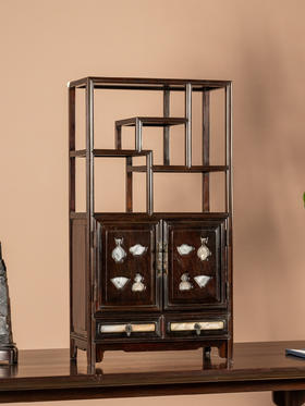 二十世纪	红木镶云石博古架摆件