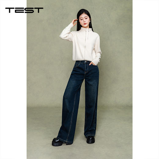 冬上新高腰宽松显高复古百搭直筒拖地牛仔裤3254046 商品图1