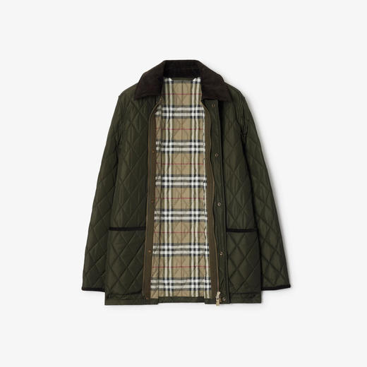 BURBERRY 巴宝莉 女士马术骑士标签绗缝尼龙谷仓夹克棉服 绿色 8113591 C2491 商品图1