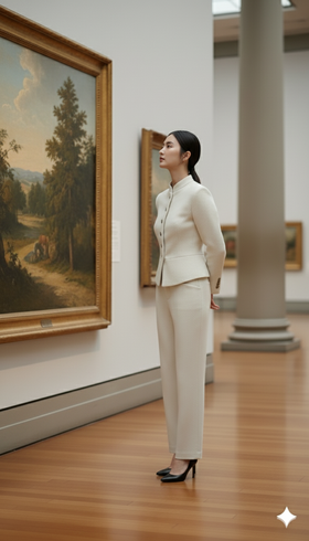 弧形腰边两粒扣直筒裤