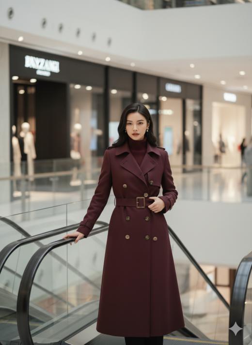 双排扣腰带长款风衣 商品图2