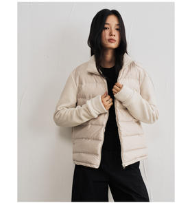 【多妈团购 小轻绒外套9780】匈牙利白鸭绒填充，绒子含量90%，吸湿透气，轻盈保暖，前片羽绒，袖子后背摇粒绒，上身不臃肿-连横