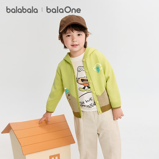 巴拉巴拉balaOne宝宝开衫毛衣男女童绣花提花针织衫2025新款秋装 商品图2
