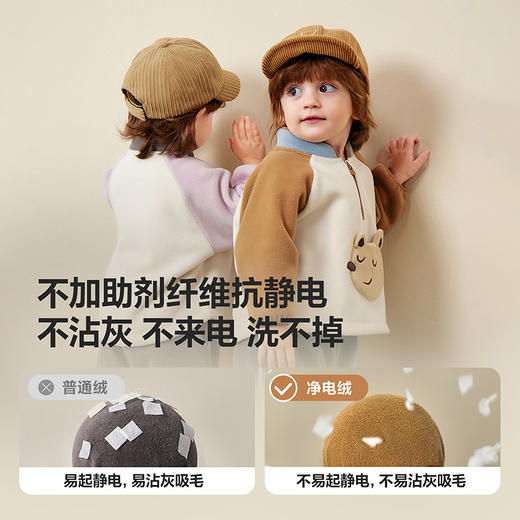 迷你巴拉男女童抗静电长袖套装摇粒绒柔软保暖两件套2025冬新 商品图2