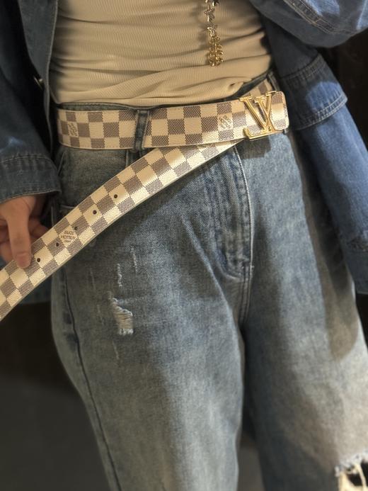 驴家白棋盘格金扣腰带男女通用经典（蕾姐 120非常大） 商品图5