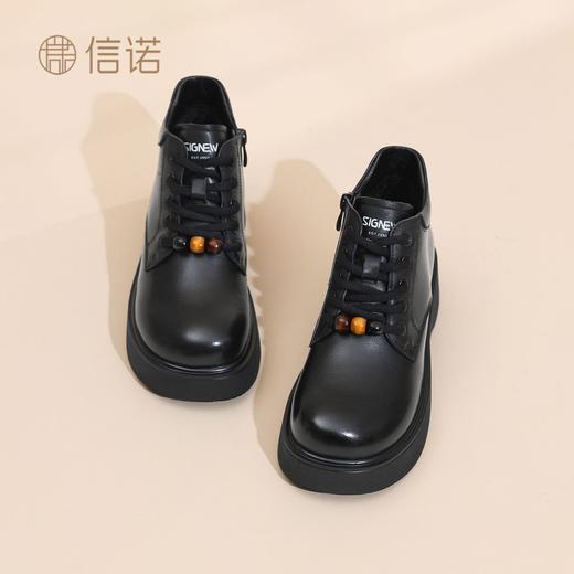 信诺厚底妈妈棉鞋真皮软底舒适短靴女款2025新款冬季加绒保暖皮鞋5M590-1D 商品图3