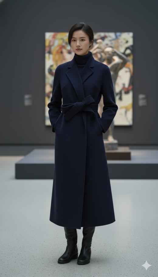 设计女王大摆双面手工超长腰带大衣 商品图4