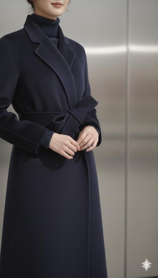 设计女王大摆双面手工超长腰带大衣 商品图1