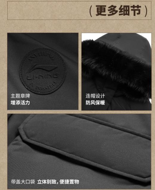 李宁女子冬季80鸭绒羽绒服外套AYMU190-3 商品图3