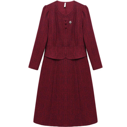 QYM 54C2532-Y优雅风连衣裙气质中长款A字裙 商品图4